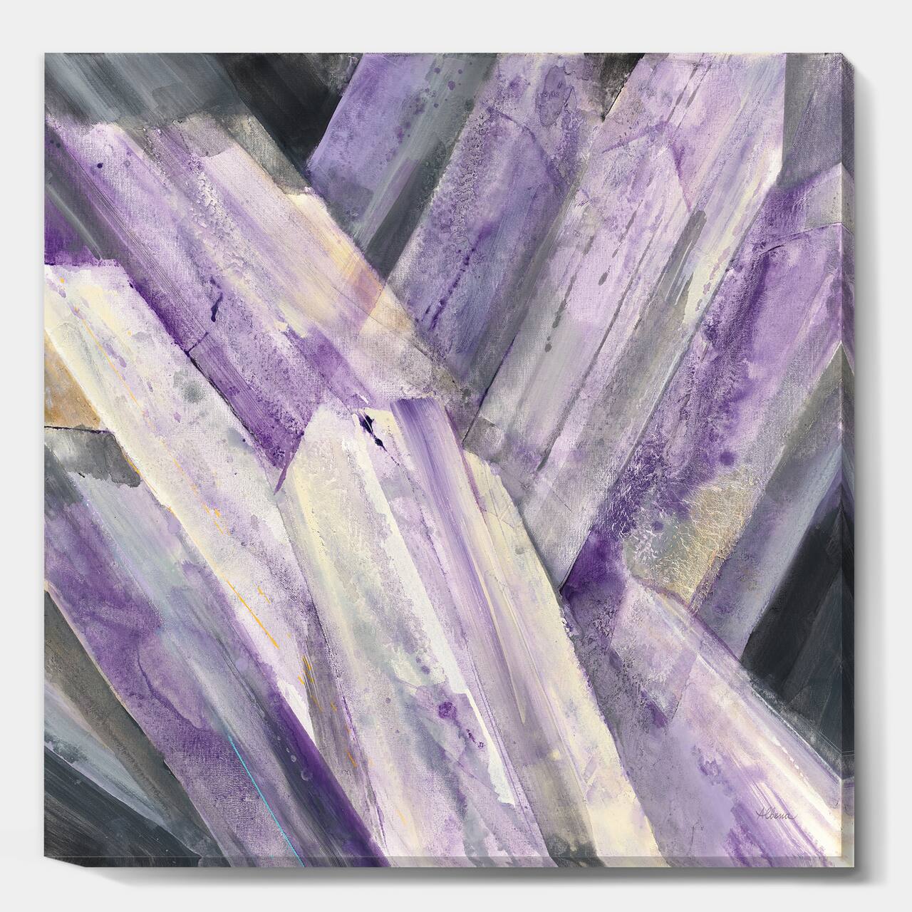 Designart - Geometric Purple Glacier - Modern Farmhouse Premium Canvas Wall Art